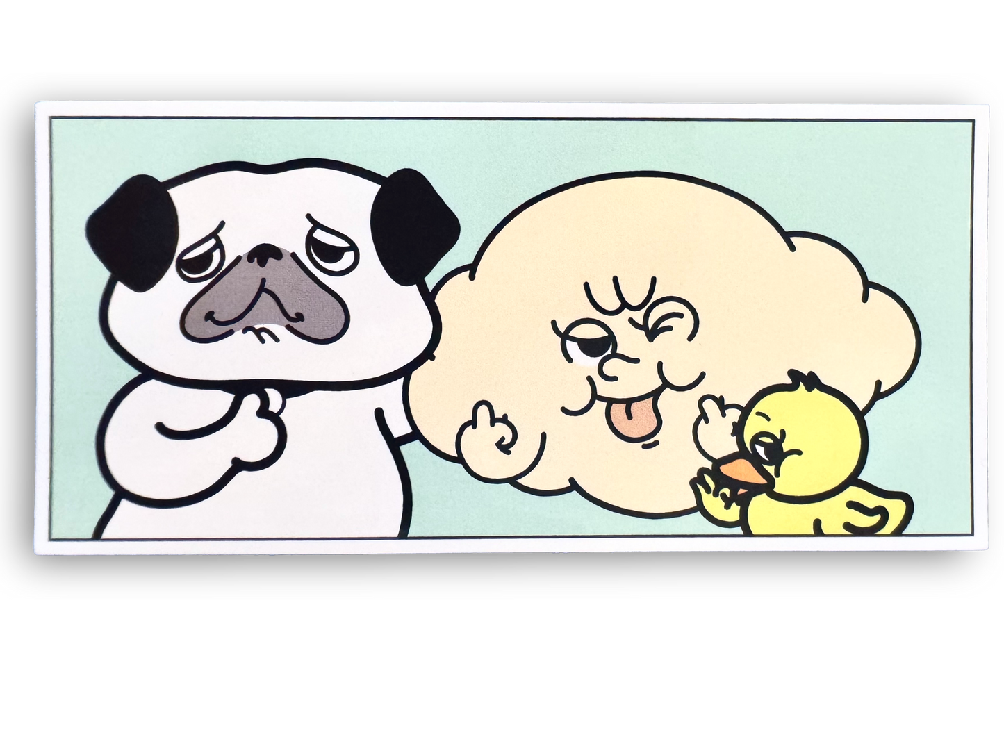 Quack Quack, Pug & Fluffly Cloud Trio  Sticker