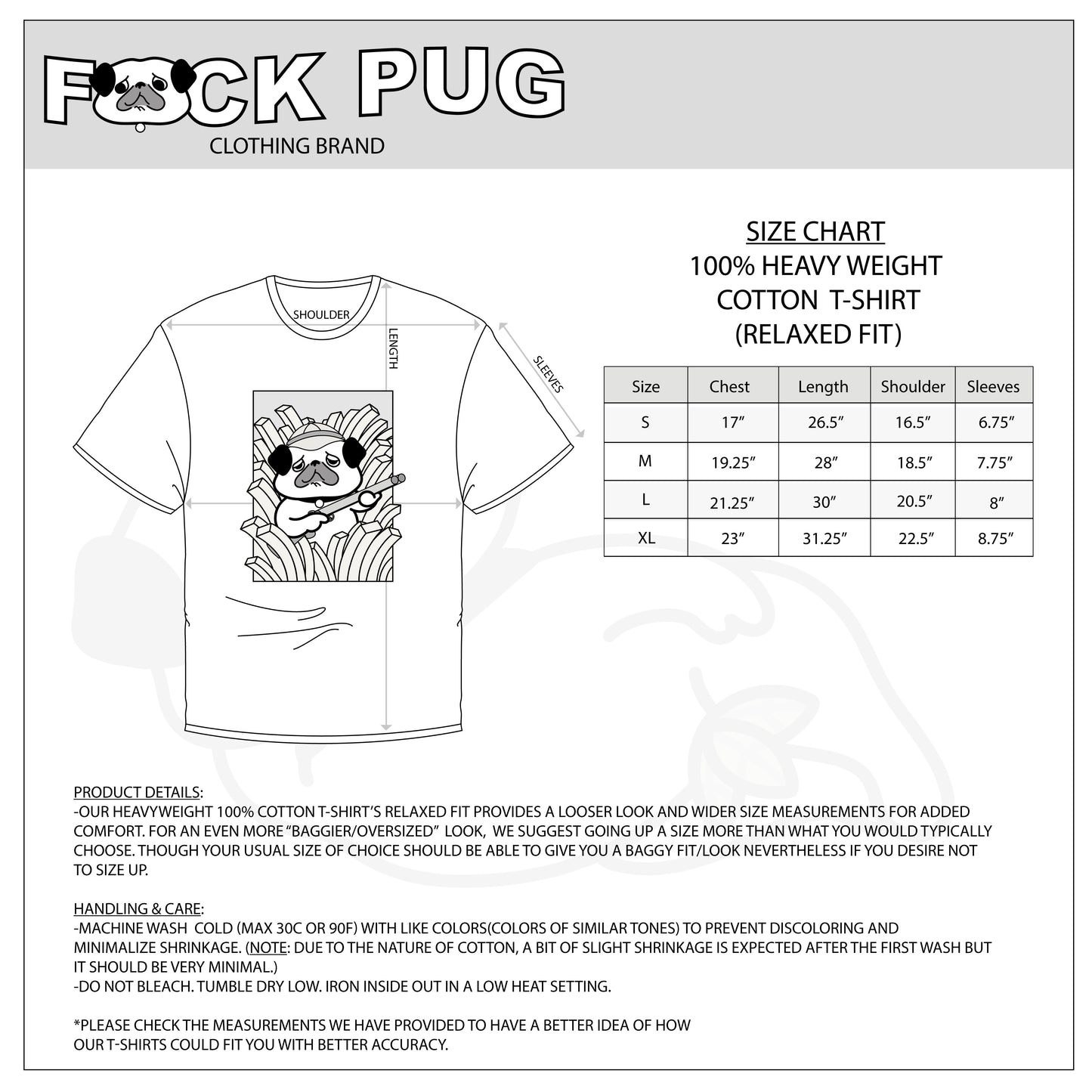 Classic Adam Leaf Pug Oversized T-Shirt