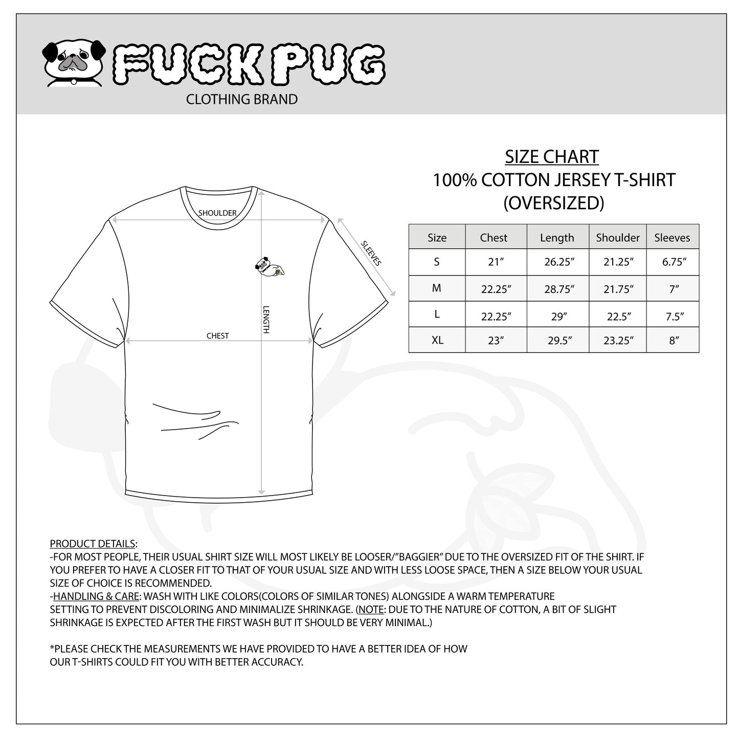 Grand Leaf Pug Oversized T-Shirt